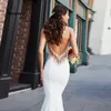Robes de mariée sirène appliques de dentelle avec perles robe de mariée robes de mariée sexy dos nu robe de mariée en satin doux
