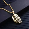 Mode hommes bijoux de fête argent acier inoxydable Punk crâne collier hommes argent colliers or masque pendentifs bijoux pour cadeau