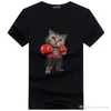 Mäns O Neck Cotton Short Sleeve Härlig Boxning Katt T-shirts Rolig katt Animal Mäns Skräddarsydda T-shirts Födelsedaggåva