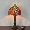 40W Retro Medelhavet bordslampa European Tiffany Simple Orange Bedroom Bedside Desk Lamps Bar Restaurant Hotel Stained Glass Light