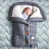 Newborn Baby Winter Warm Sleeping Bags Infant Button Knit Swaddle Wrap Swaddling Stroller Wrap Toddler Blanket Sleeping Bags225c286039412