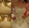 2019 Vintage Luxury Long Wedding Dress Sweetheart Rhinestone With Bow Bridal Gown Plus Size Custom Made