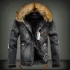 Erkek Ceketler Güz - Varış Tasarımcı Kış Tek Göğüslü Kalın Yırtık erkek Jean Ceket Yüksek Kaliteli Kürk Yaka Yün Denim MT117 Z10