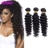 Cheveux humains malaisiens trois faisceaux vague profonde 3 PCS/lot Extensions de cheveux couleur naturelle 95-105 g/pièce bouclés profonds en gros Yirubeauty