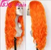 Hot Popular Long Loose Wave Orange Color Wigs Heat Resistant Natural Hairline Synthetic Lace Front Wigs for Black Women cosplay party