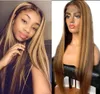 Celebrity Lace Front Wigs Two Tone Ombre Highlight Straight 10A Malaysian Virgin Human Hair Full Lace Wigs for Black Woman Express2825962