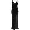 Deep V Neck Sequins Party Dress Women Wrap Ruched Sleeveless Sexy Black Long Dresses Ladies Cocktail Nightclub Party Dress Vestidos