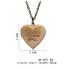 Kocham Cię Serca Medalion Naszyjnik Srebrny Rose Gold Chain Love Heart Secret Message Living Memory Wisiorek Lockets Kobiety Moda Biżuteria 30 sztuk