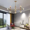 Tasarımcı Küre Avizeler Oturma odası için ışıkları Siyah / Altın Gövde Avizeler lamba seçenekleri ile renk cam Mutfak Aydınlatmaları