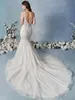 Mermaid Kenneth Winston Trouwjurken Mouwloze TuLle Lace Applique Crysal Backless Wedding Gown Sweep Train Robe de MARIEE210H