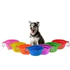 Huisdierbenodigdheden 350 ml Siliconen HUISDIER VOUWING KOM Intrekbare servieskom Draagbare Outdoor Hond Drinken Dish Bowl Sluiting T3i5617