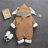 Spädbarnsbarn Jumpsuits Autumn Winter Tollder Boys Mode Cotton Cartoon Thick Clothing For Newborn Baby Girl Warm Hooded Rompers4588446