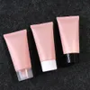 Récipient à presser en plastique rose mat de 50ml, bouteille de Lotion cosmétique de 50g, Tube souple vide, emballage de crème pour le visage, livraison gratuite