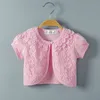 New Baby Girls Bolero Kids Sleeves Lace Cotton Lining Beading Flower Shrug Girl Coat Fashion Toddler Girl Short Jacket