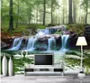 papier peint photo pour les murs bois cascade forêt ruisseau peinture paysage paysage salon mur de fond TV