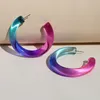 2020 moda de verano Arco Iris acrílico colorido C minimalista pendientes de aro moda coreana Chic joyería de fiesta para mujer