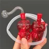 Mini bong de plataforma de óleo de vidro de gato vermelho Beaker borosilicato Tubos de queimador de óleo de água dos desenhos animados bongs de vidro com tigela de óleo de vidro de 10 mm