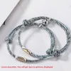 Uglyless 1Pair Lovers Infinity Bracelets Adjustable Rope Chain Bracelet for Couples 925 Silver Mountain Wave Bead Magnet Jewelry C7896368