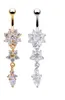 Livraison Gratuite Hot New Jeweled Nombril Anneaux En Acier Chirurgical Gouttelettes D'eau Fleur CZ Nombril Anneaux HJ253