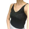 Sexy Knitted Tank Tops Women Gold Thread Top Vest Sequined V Neck Long Tank Tops Blusa Solid Camis Beige Fitness Sweater