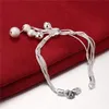 Cadeau de vente chaude en argent 925 Petit O Bracelet de perles lumineuses suspendues DFMCH243, Bracelets à maillons de chaîne plaqués en argent sterling neufs de haute qualité