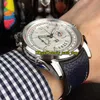 Luksusowy Bugatti Aerolithe wydajność PFC329-3001400-XC1442 Czarna duża data wybierała Japan VK Quartz Chronograph Mens Watch Skórz