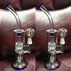 Blue Glass Water Bong Smoking Water Pipes Honeycomb Percolator Recycler Glass Oil Rigs Glass Bongs cheap Hookahs