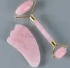 2 I 1 Jade Roller Gua Sha Set inkluderade 100 Real Natural Rose Quartz Facial Roller och Gua Sha Massage Tool