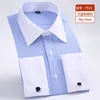 Herren-Hemd, luxuriös, französische Manschette, gestreift, Patchwork, kariert, lange Ärmel, Button-Down, Slim-Fit, formelles Hemd, Camisa Masculina