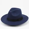 Retro Black Wool Felt Hats for Women Men Unisex Felt Fedora Hats with Bow Wide Brim Sun Top Hats Dome Performance Hat10909261165218