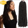 6 Packs 12A Black Full Head Dreadlocks Synthetic Hair Extensions Crochet Braids Soft Faux Locks Synthetic Braiding Hair Express Shiping