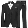 Yüksek Kaliteli Tek Düğme Siyah Damat Smokin Çentik Yaka Erkekler 3 Adet Takım Elbise Düğün / Balo / Akşam Yemeği Blazer (Ceket + Pantolon + Yelek + Kravat) W595
