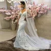 Splendidi abiti da sposa a sirena Abiti da sposa con scollo a V trasparente e applicazioni di pizzo con perline Abiti da sposa Taglie forti vestido de noiva