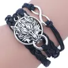 silbernes leder manschettenarmband