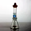 7 pouces de hauteur mini verre bong narguilés avec boule lumineuse 14mm joint recyler dab rig percolateur bécher rotatif bongs
