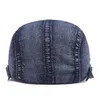 Fashion-Kagenmo Universal Year-Round Denim Beret Wash Cotton Breathable LeisuUnisex Visor Cool Sport Hat