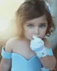 Off the Shoulder Blue Flower Girl Dresses with Big Bow(s) Sleeveless Formal Occasion Girl Pageant Dresses