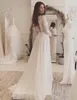 Długie rękawy Boho Beach Suknie ślubne Sexy Głębokie V Neck Koronki Szyfonowe Backless Sweep Pociąg Bohomian Garden Wedding Bridal S Gown Plus Size
