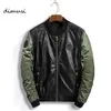 DIMUSI PU Bomber Jacket Men Ma-1 Vôo Jacket piloto da Força Aérea Masculino Leather Jackets militar do exército motocicleta Coats 3XL, TA031 S191019