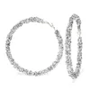 Mode smycken legering diamant cirkel örhängen enkel trendig dangle stora ringar hoop ljuskrona 9 färger 6.5cm grossist