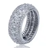 Hip Hop hommes bijoux anneaux mode plaqué or glacé plein CZ diamant bague Bling cubique Zircon amour bague de mariage