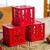 中国風のビンテージノベルティ赤の正方形の木製の愛の結婚式のキャンディーボックスギフトパーティーはシュガーサプライ