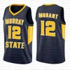 Altın Ja 12 Morant Murray State Racers Üniversitesi formaları 35 Kevin Jarrett 23 Culver Durant NCAA Colloege Basketbol Forması