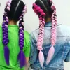 Jumbo Braiding Hair synthetic Kanekalon Hair two tone ombre gray black blue pink color Crochet Braids Premium High Temperature Fiber hair