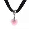 Japan Harajuku Heart Shaped Necklace Resin Pendant With Velvet Chain Vintage Peach Love Choker For Girls 6 Colors