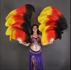 New Arrival Customized Women Silk Belly Dance Fan Veils Peacock Vertical Gradient Light Dance Fan Pair 1.8mx0.9m (70"x35")