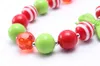 Collana robusta per bambini di colore verde + rosso Nuova ragazza di Natale per bambini Collana di perline grosse di gomma da masticare Gioielli per bambini