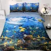 tema subacqueo doppia pesce biancheria da letto copripiumino matrimoniale delfino copriletto letto full size blu e giallo coverlet bambini imposta ragazzo e una ragazza