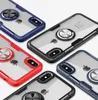 Przezroczyste włókno węglowe antypoślizgowe 360 ​​stopni Regulowany metalowy pierścień Stojak Grip Shock Absorbing Case dla iPhone X XS MAX XR iPhone 11 Pro Max