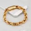 Hip Hop roestvrij staal 18K goud plaated kettingarmbanden Europese en Amerikaanse coole mannen dikke zware titanium stalen armband